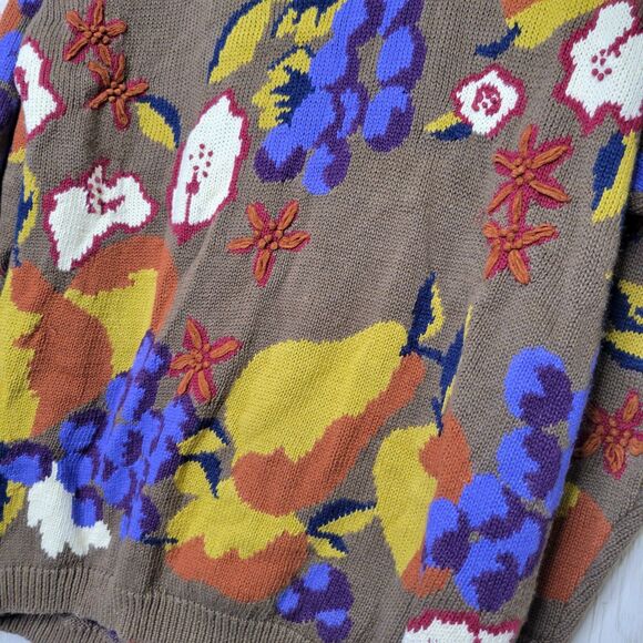 Chaus Floral Embroidered Knitted Vintage Pullover Sweater - Picture 5 of 6